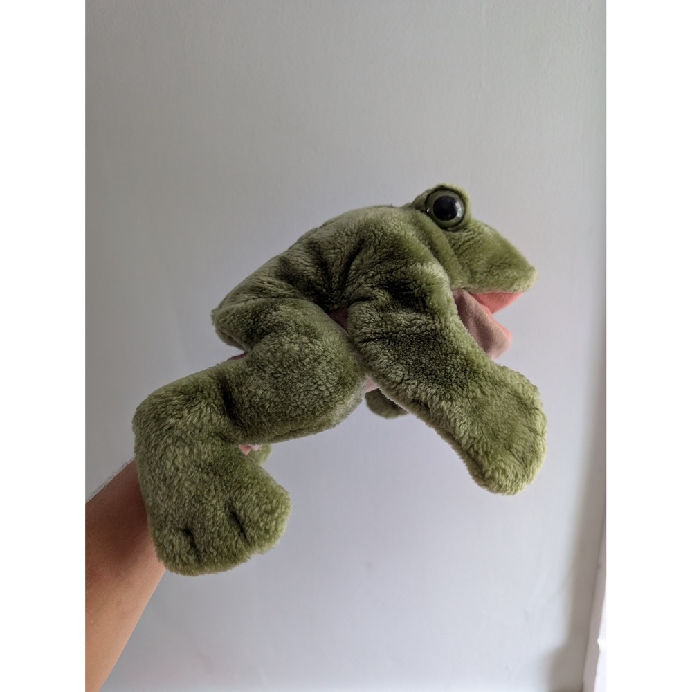 Folkmanis Folktails Frog Puppet Kids Green Vintage Bullfrog Plush Toy Good - Picture 2 of 11